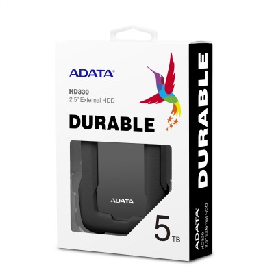 Внешний жесткий диск Portable HDD 5TB ADATA HD330 (Black), Silicone, USB 3.2 Gen1, 133x89x23mm, 316g /3 года/
