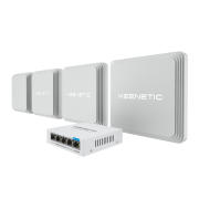 Маршрутизатор Набор Keenetic Orbiter Pro 4-Pack Гигабитный интернет-центр с Mesh Wi-Fi 5 AC1300, 2-портовым Smart-коммутатором, переключателем режима роутер/ретранслятор и питанием Power over Ethernet (БП не входят в комплект) и Keenetic PoE+ Switch 5 (KN