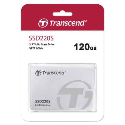 Твердотельный накопитель Transcend SSD SSD220S, 120GB, 2.5" 7mm, SATA3, 3D TLC, R/W 500/300MB/s, IOPs 28 000/75 000, TBW 40, DWPD 0.3 (3 года)