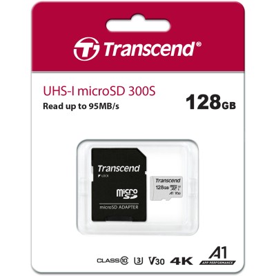Карта памяти Transcend 128GB microSDXC Class 10 UHS-I U1 R95, W45MB/s with SD adapter